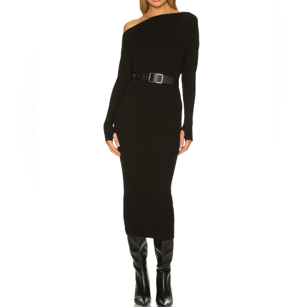 Enza Costa Black Sweater Knit Slouch Dress (size XS)